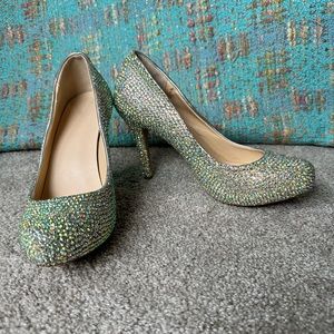 Iridescent Rhinestone High Heels